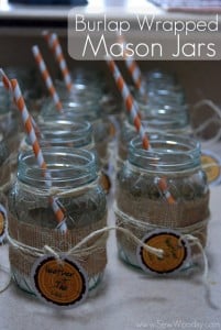 Mason Jar Burlap Glasses 2