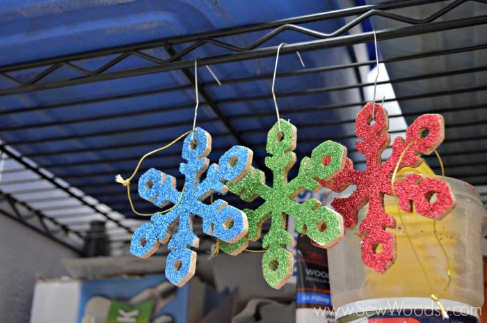 Handmade glitter snowflake wooden ornament 10