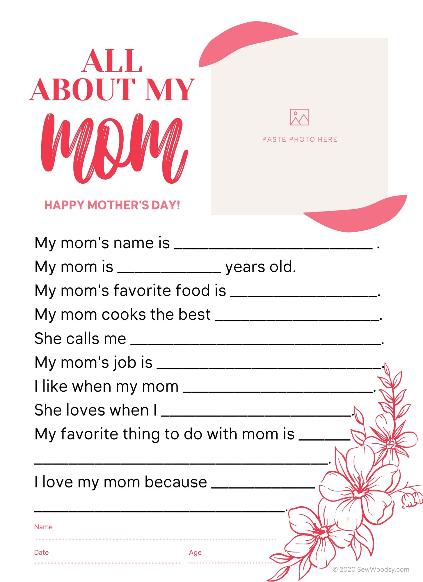 Mother’s Day Questionnaire Printable