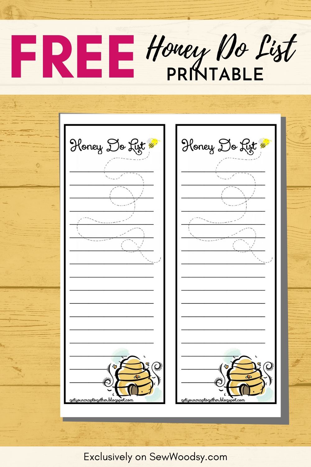 Image of the Free Printable Honey Do List with text