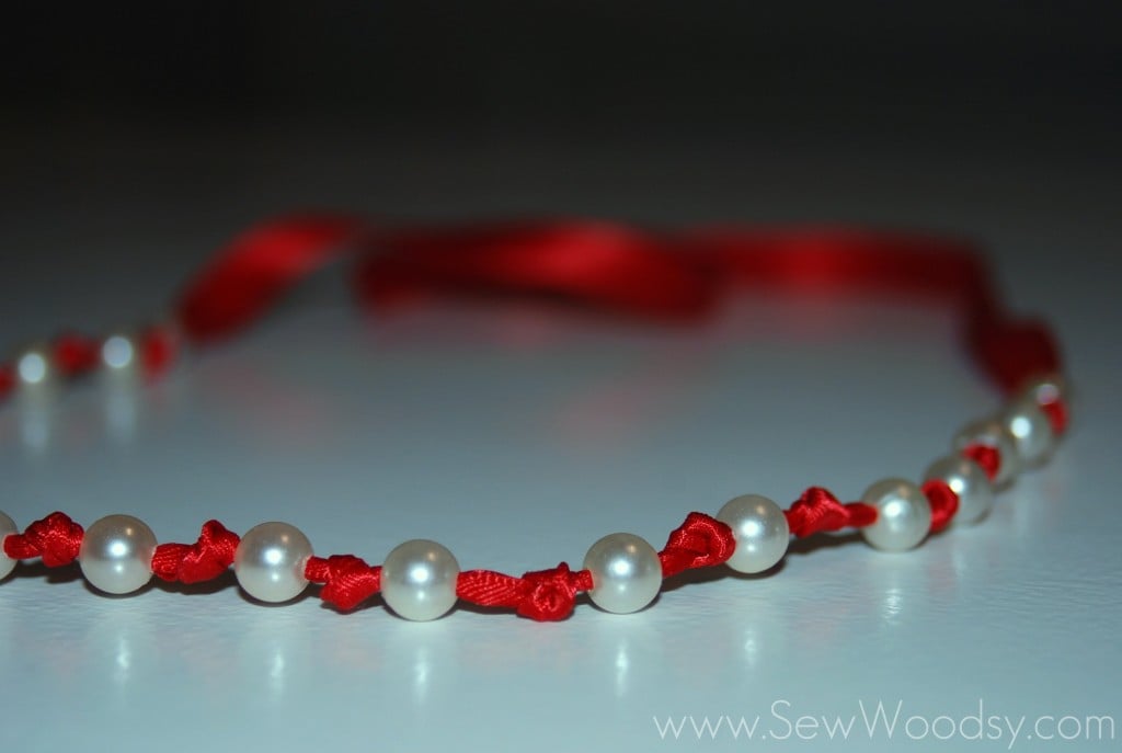 Pearl Ribbon Necklace - Sew Woodsy