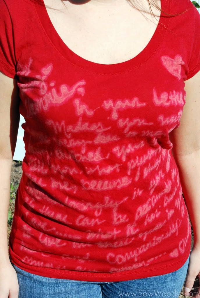 Love Letter Bleach Pen Shirt - Sew Woodsy