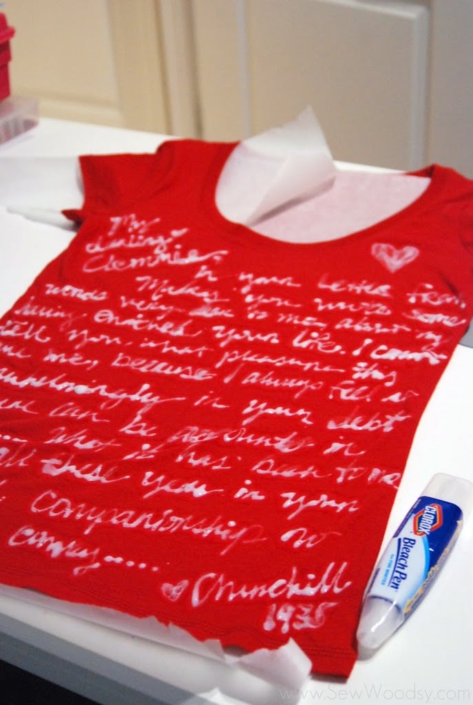 Love Letter Bleach Pen Shirt - Sew Woodsy