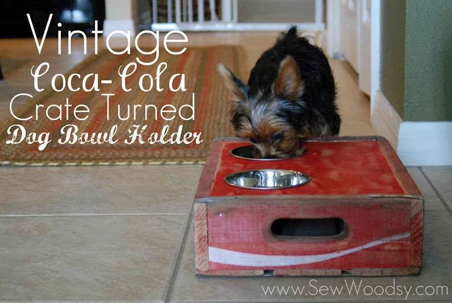 vintage coca-cola crate turned dog bowl #vintage #DIY #woodworking #tutorial