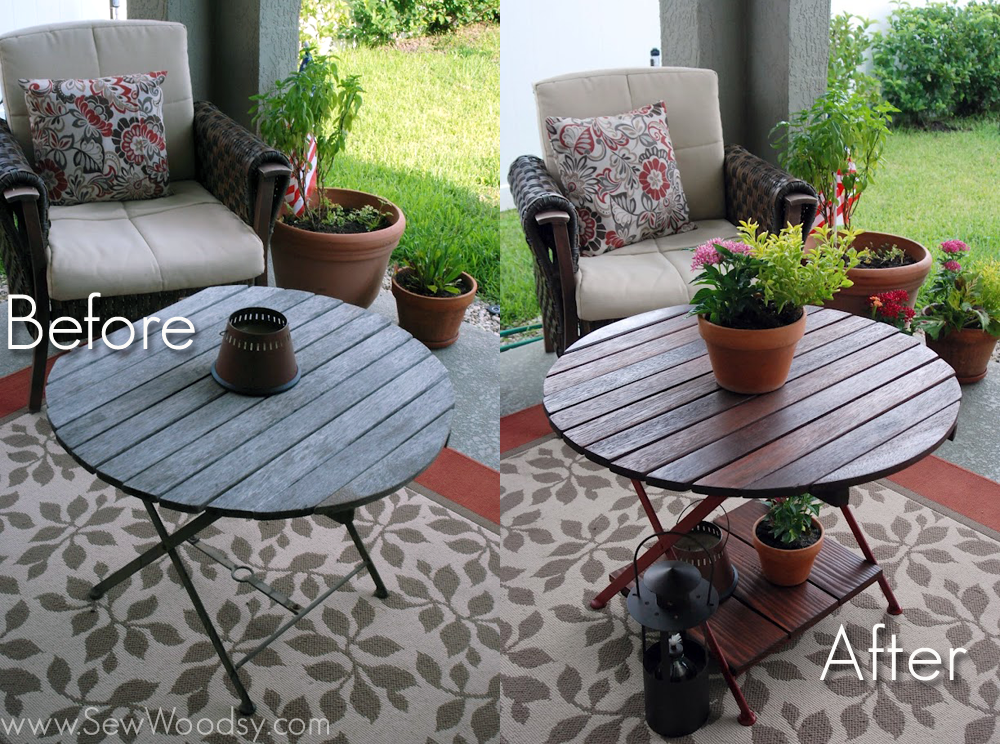 before-and-after restored wood table