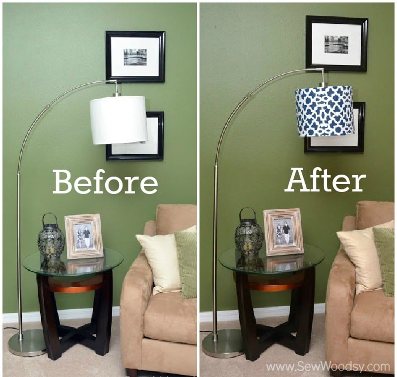 How to Stencil a Lampshade - Before and After Photo