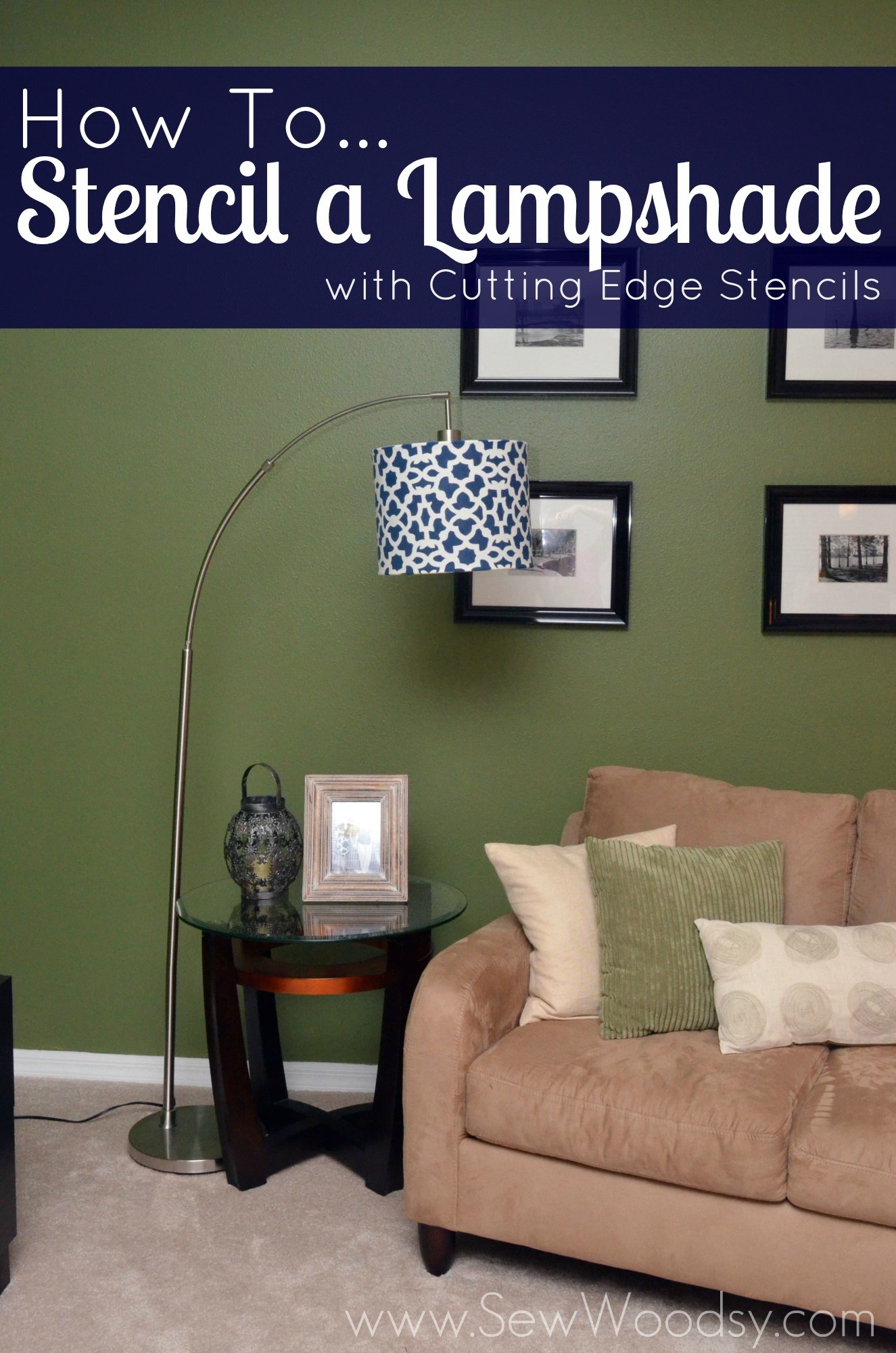 How to Stencil a Lampshade with Cutting Edge Stencils #DIY #Craft #HomeDecor #CuttingEdgeStencils #Paint