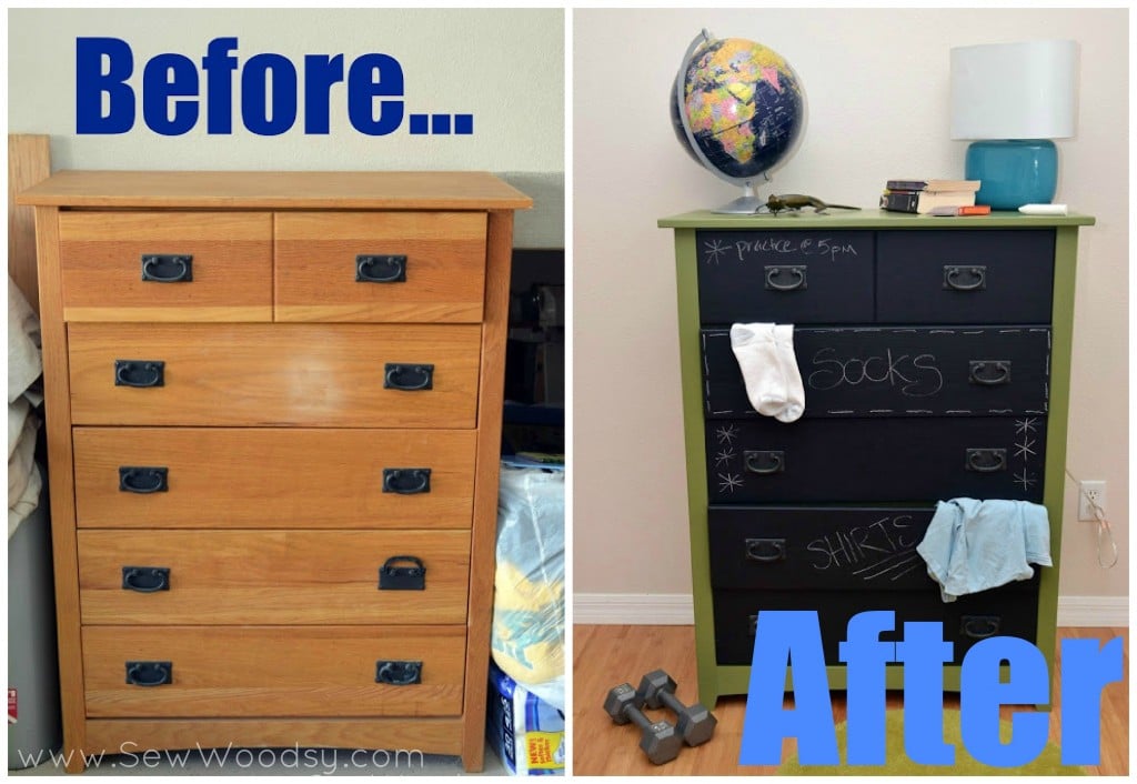 Before-After DIY Chalkboard Painted Dresser