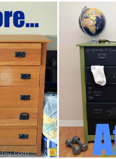 Before-After DIY Chalkboard Painted Dresser