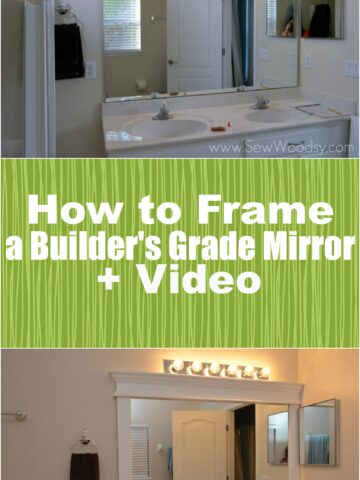 How to Frame a Builder's Grade Mirror (Before and After) via SewWoodsy.com for @HomesDotCom