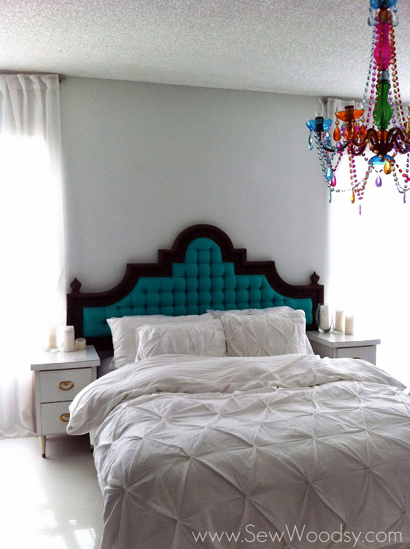 Epic Room Makeover Tufted Headboard Tutorial: How To Paint Fabric • Vintage  Revivals