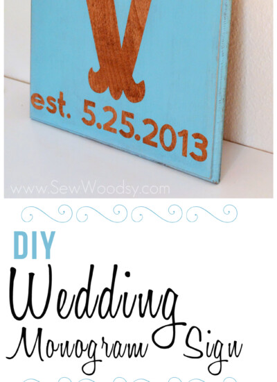 DIY Wedding Monogram Sign from SewWoodsy.com #cricut #wedding #DIY #craft