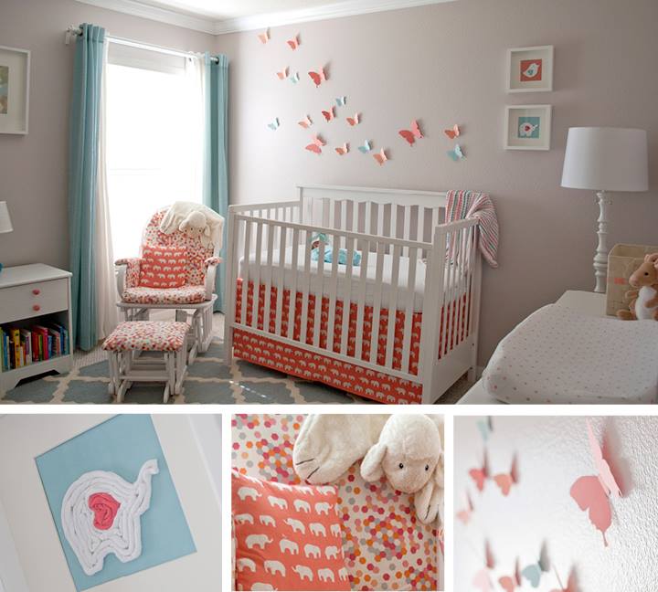 Coral and Aqua Nursery Inspirations from SewWoodsy.com