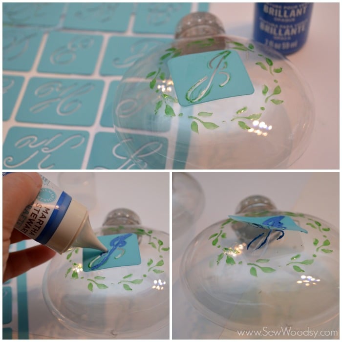 Glass Painted Monogram Ornament