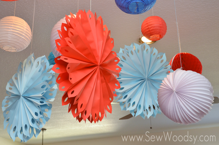 Aqua and Red decorations for baby shower