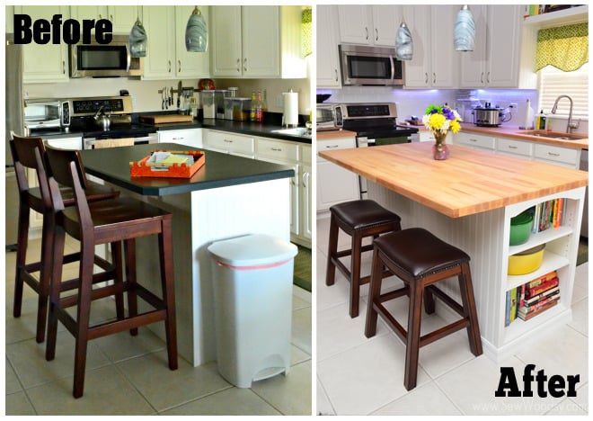 Before and After Butcher Block Island