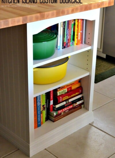 Kitchen Island Custom Bookcase video tutorial created for @homesdotcom by SewWoodsy.com #DIY #kitchen