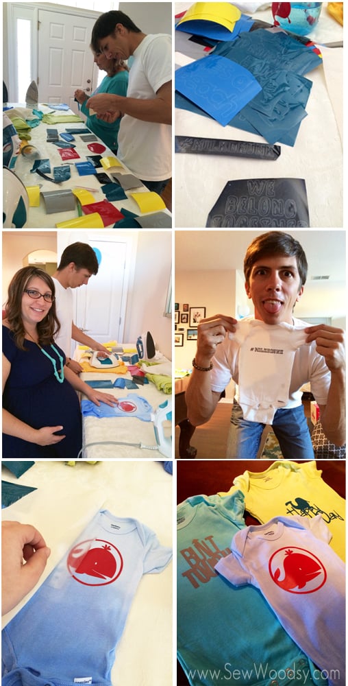 Baby Shower Onesie Station using Cricut Iron-On Vinyl #babyshower #DIY #Craft #Cricut