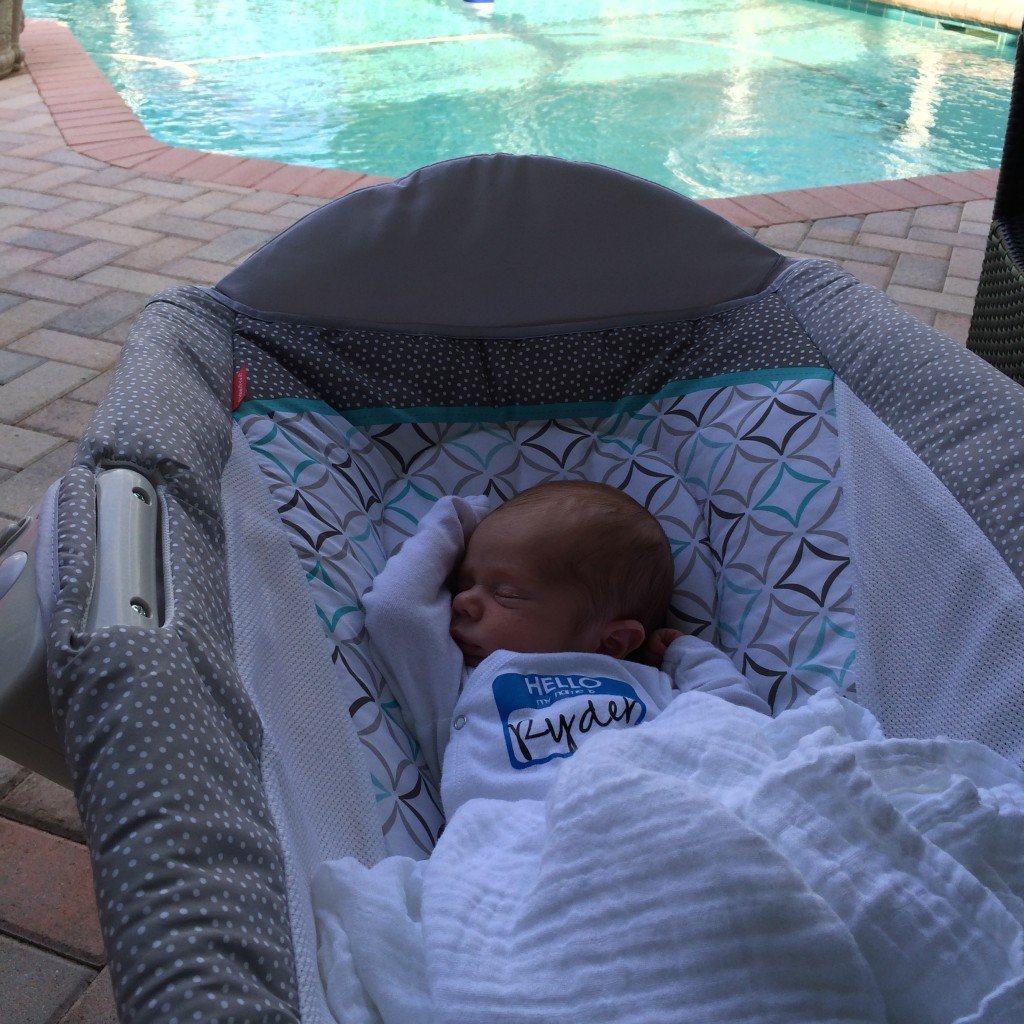 newborn poolside