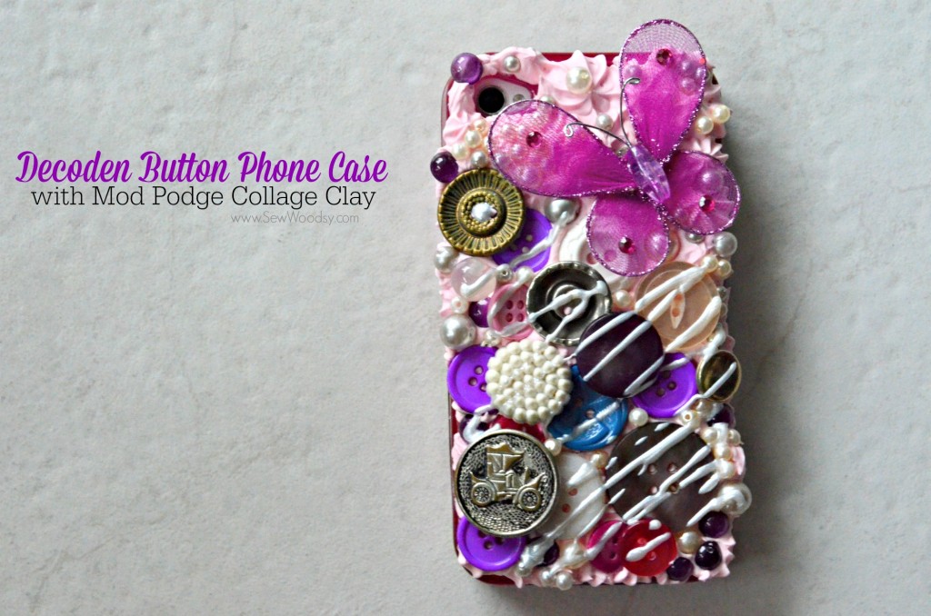 Decoden Button Phone Case with Mod Podge Collage Clay #plaidcrafts #modpodge