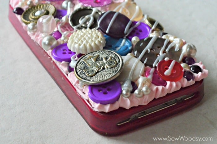 Decoden Button Phone Case with Mod Podge Collage Clay #plaidcrafts #modpodge 