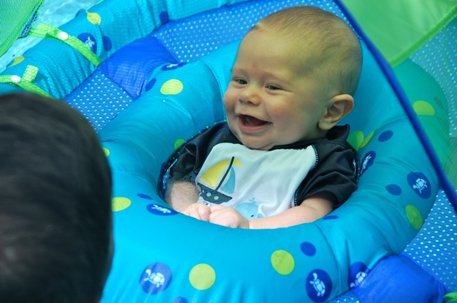 First time swimming in the pool