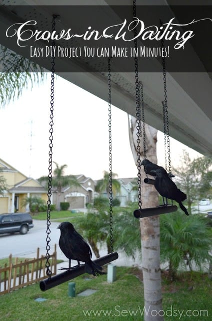 Three crows on black poles with text on image for Pinterest.