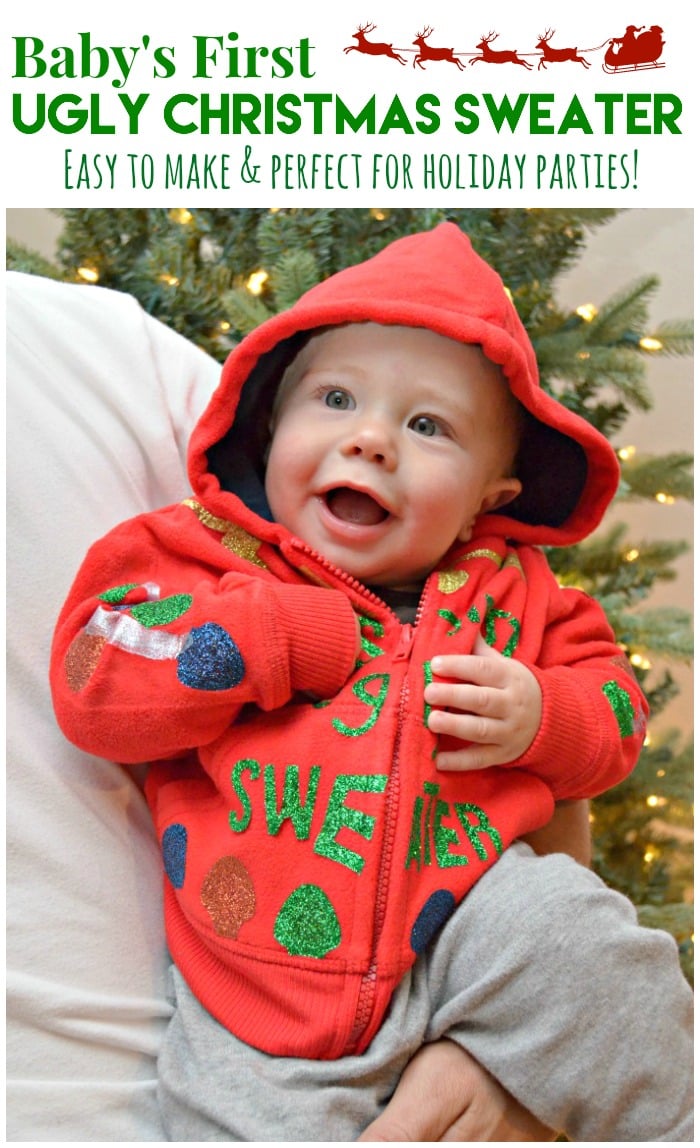 DIY Baby's First Ugly Christmas Sweater #uglysweaterchallenge