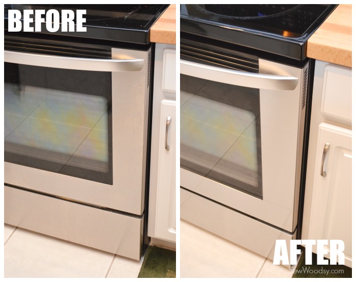 BEFORE AND AFTER Stainless Steel Cleaned Stove