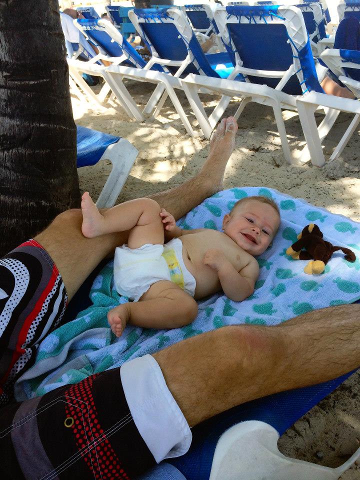 Cruising with an Infant lounging on chair