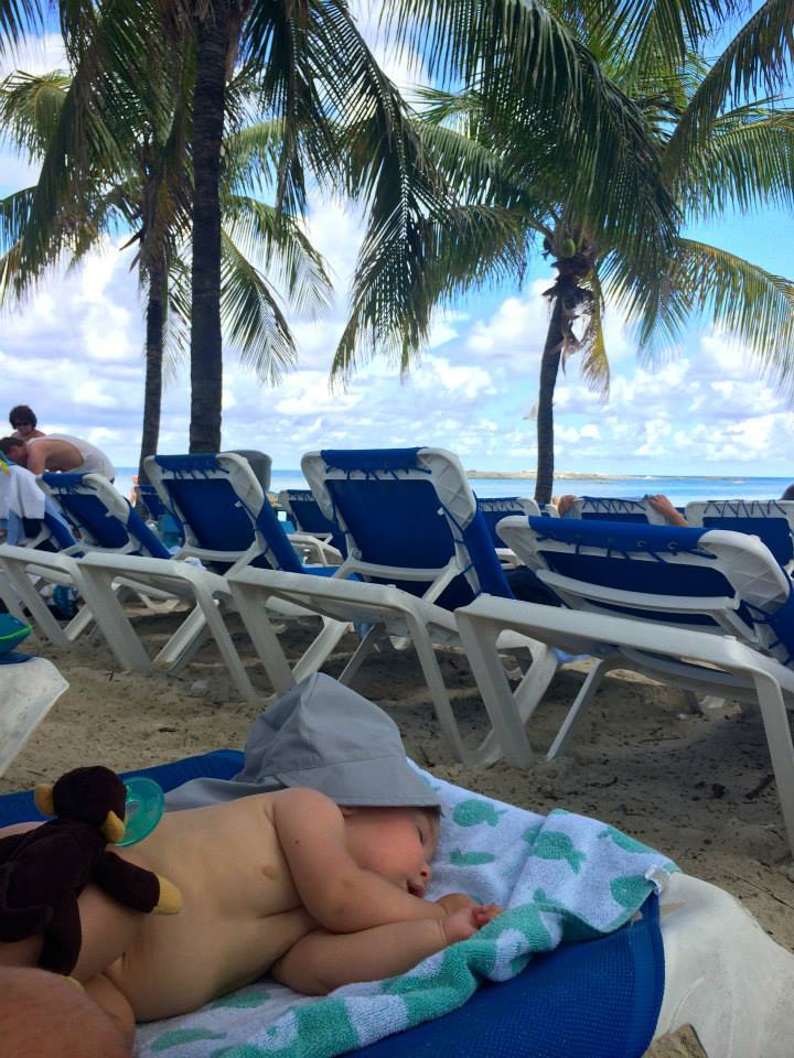 Cruising with an Infant sleeping in cooc cay