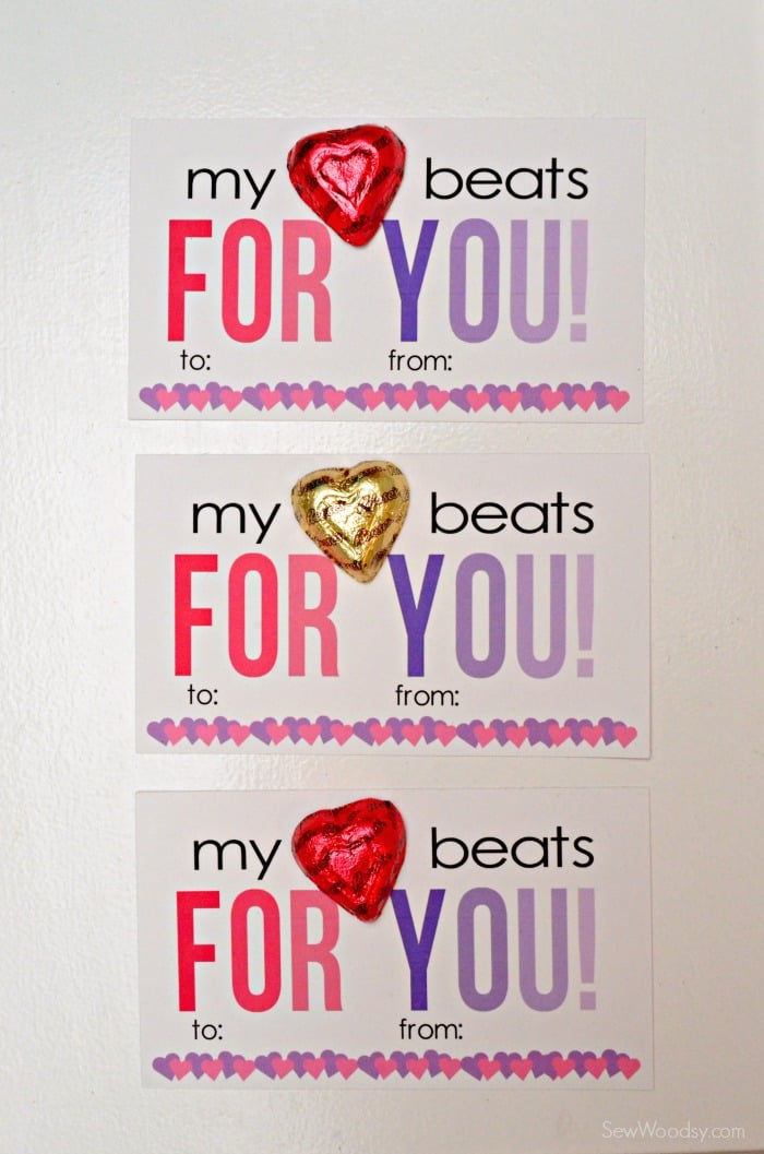 My Heart Beats For You - Classroom Valentine Card - Sew Woodsy