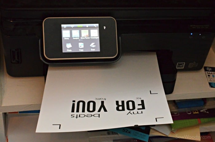 Black printer with "my heart beats for you valentine on paper.