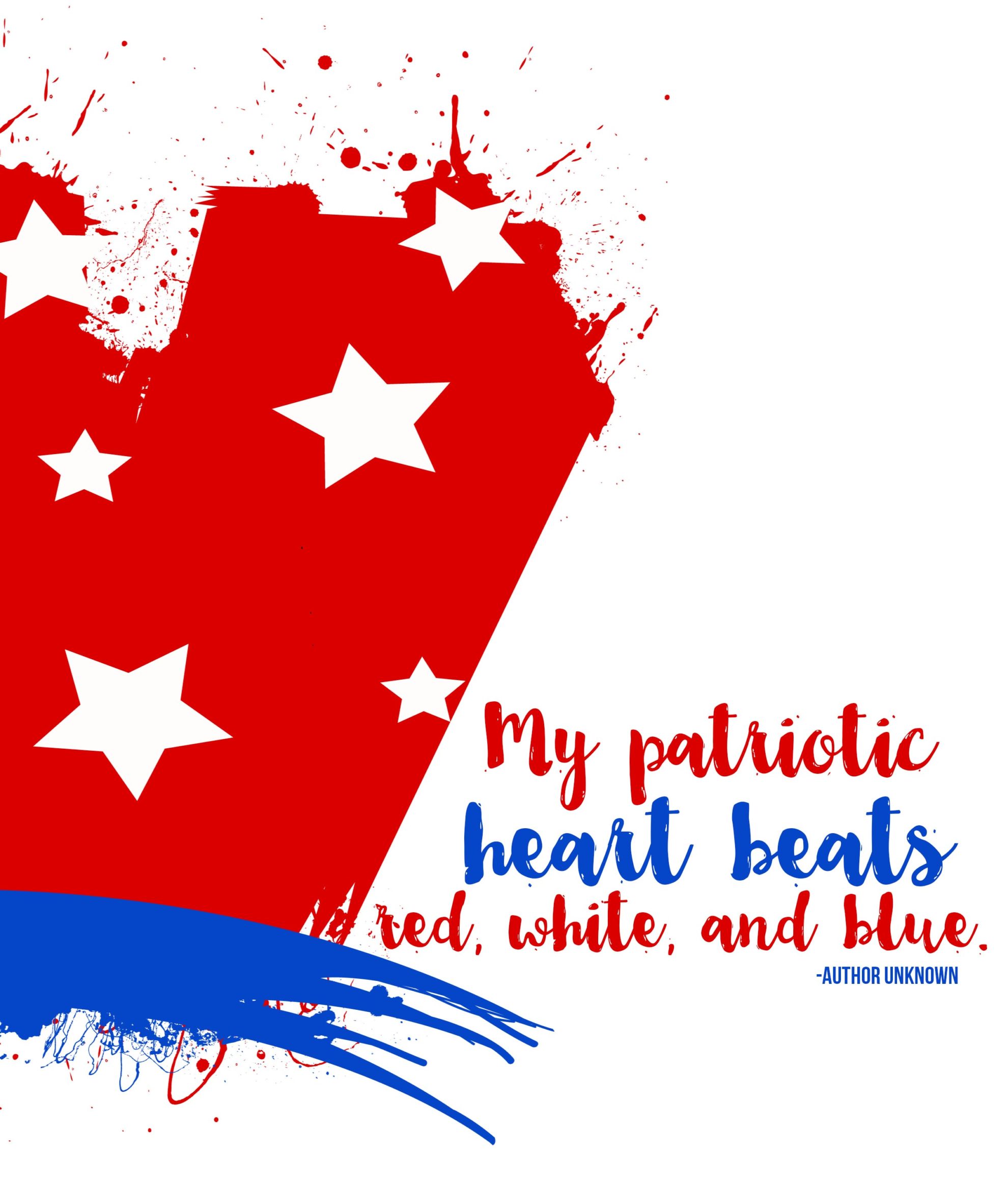 My Patriotic Heart Beats Red White and Blue Printable