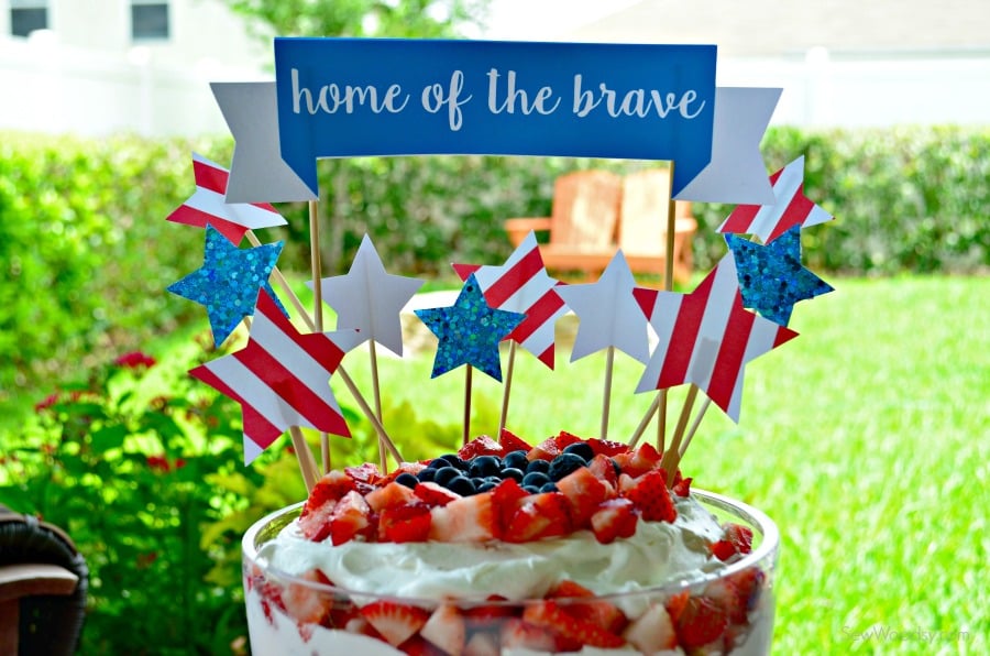 Home of the Brave Patriotic Cake Topper