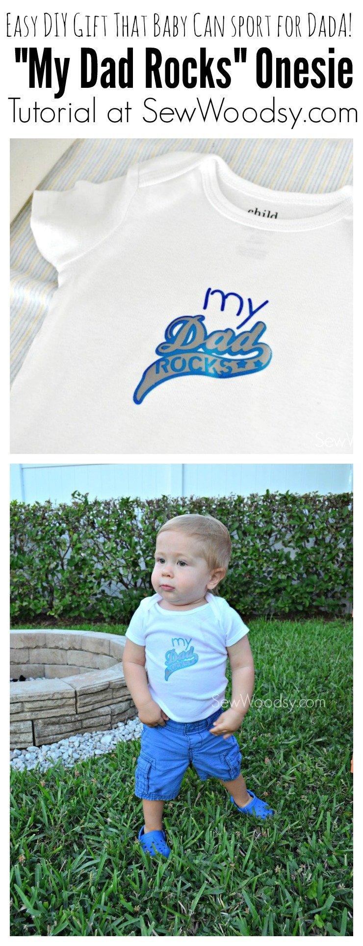 My Dad Rocks Onesie - easy DIY project that baby can wear to honor dad! 