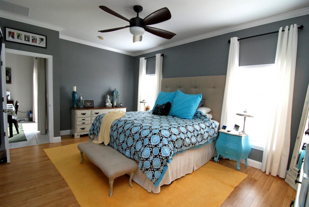 blue and gray master bedroom