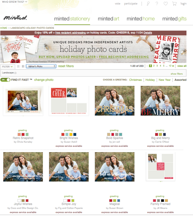 Custom Minted Holiday Cards
