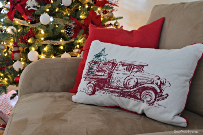 Vintage Truck Christmas Pillow