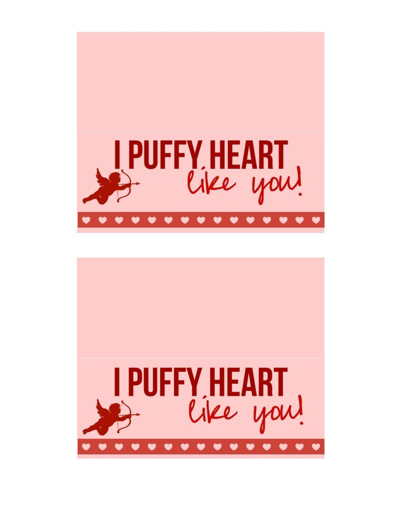 I puffy heart like you goodie bag tags