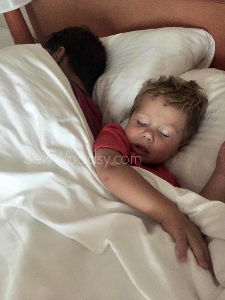 Toddler sleeping on cruise ship