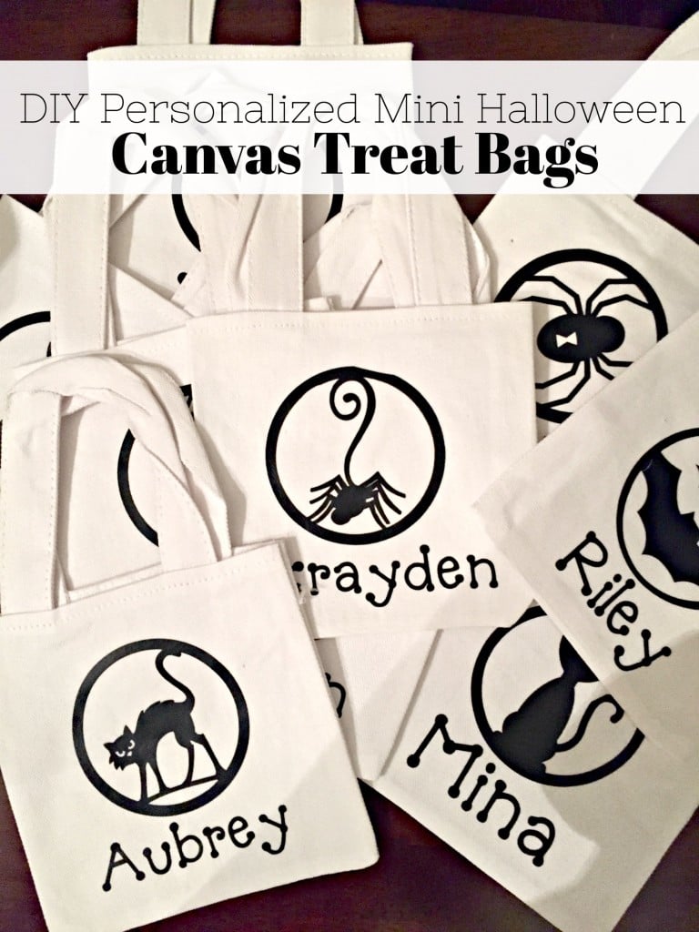 DIY Personalized Halloween Canvas Treat Bags - Sew Woodsy