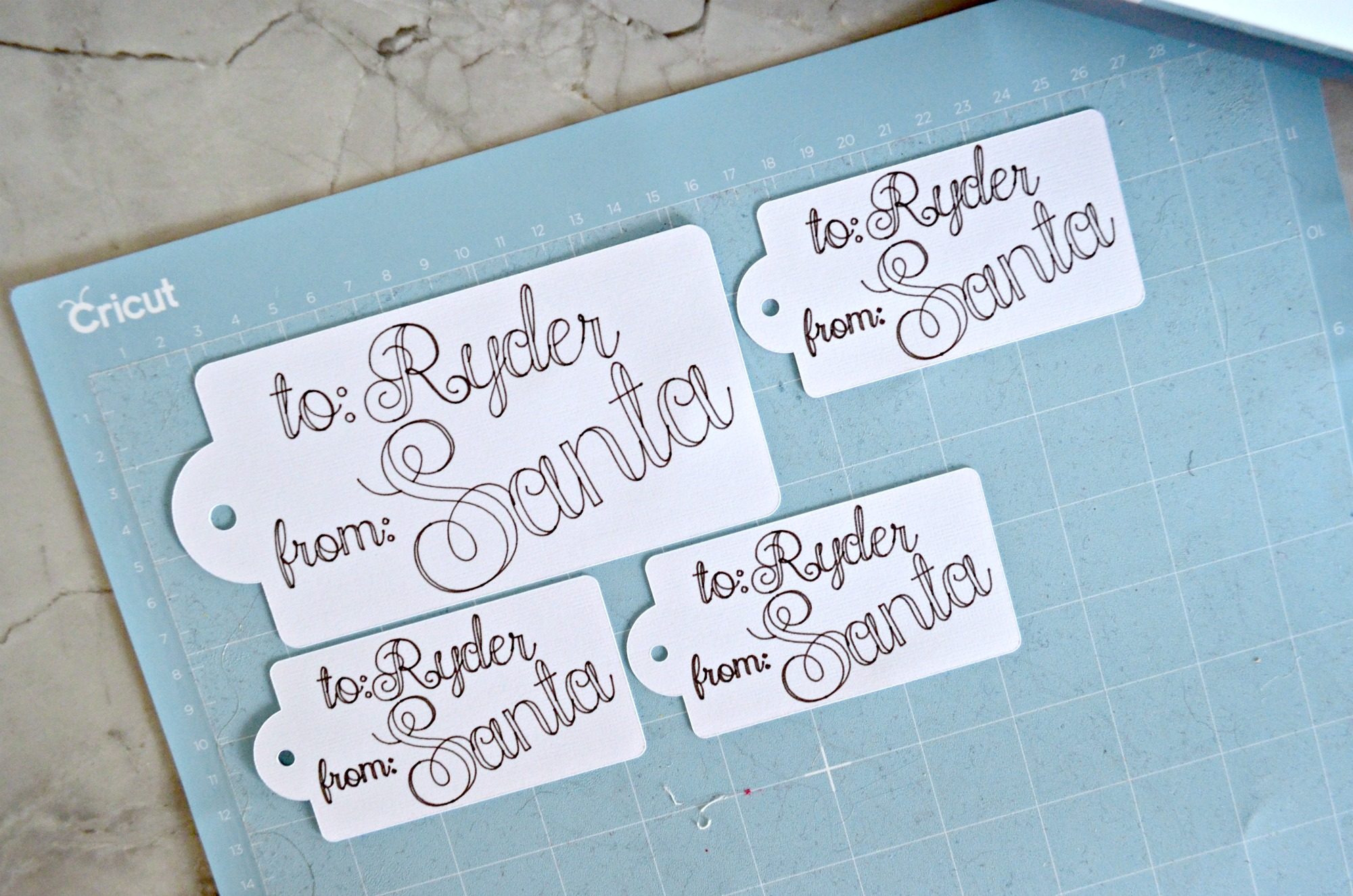 DIY Handwritten Santa Gift Tags on Cricut Mat