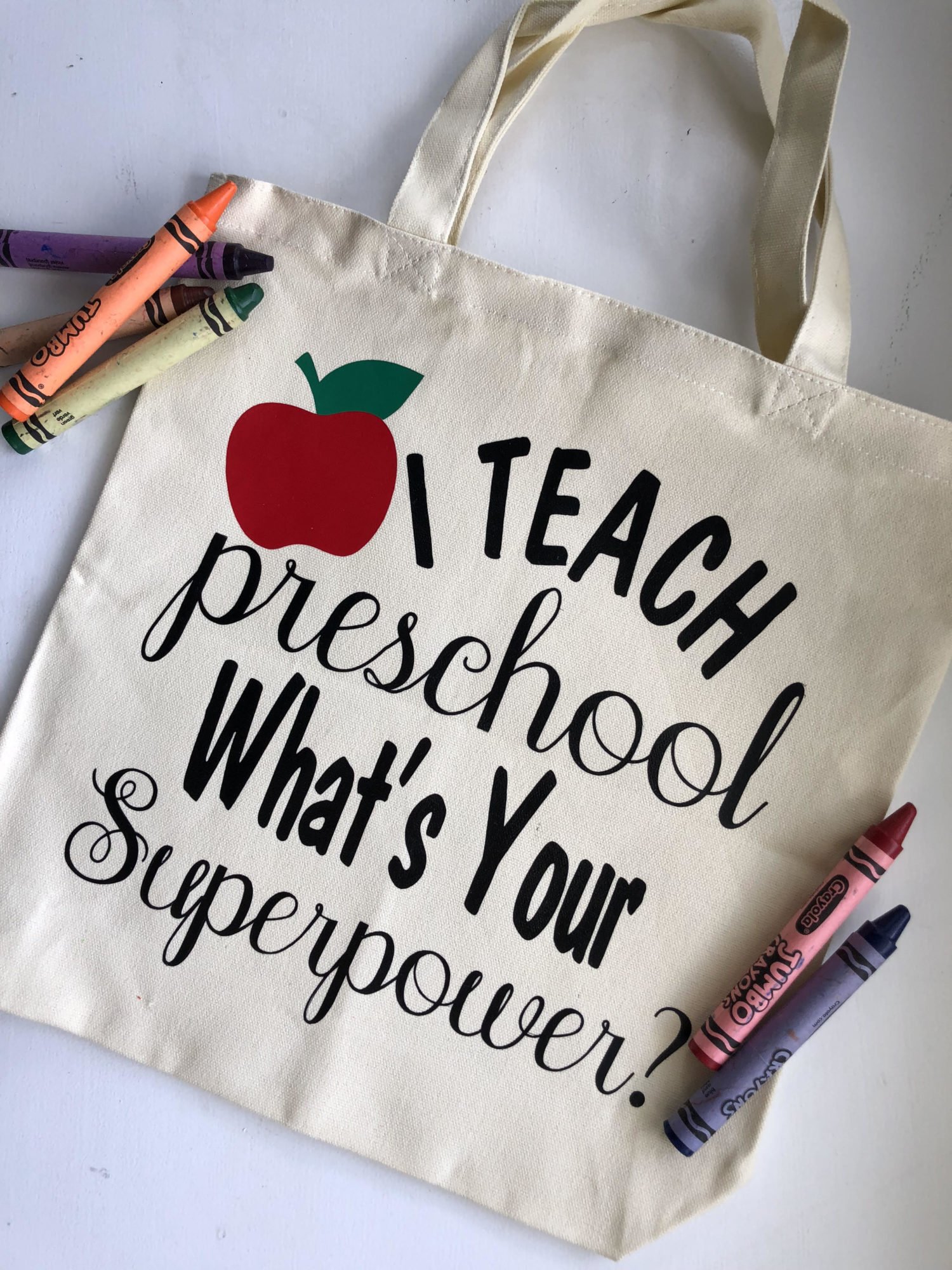 I Teach Preschool. What's Your Superpower? DIY Tote Bag - Sew Woodsy