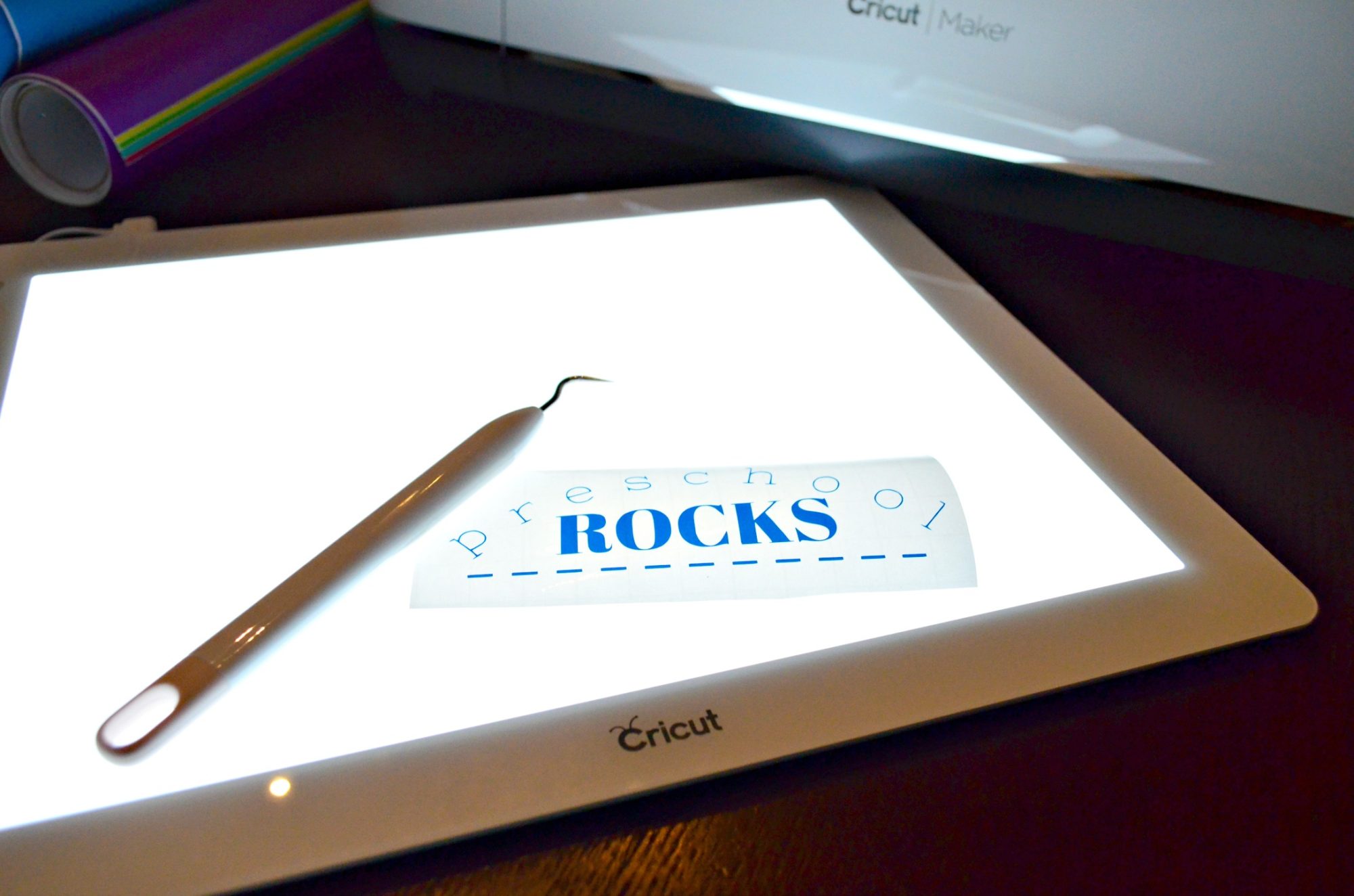 preschool rocks vinyl design on Cricut BrightPad