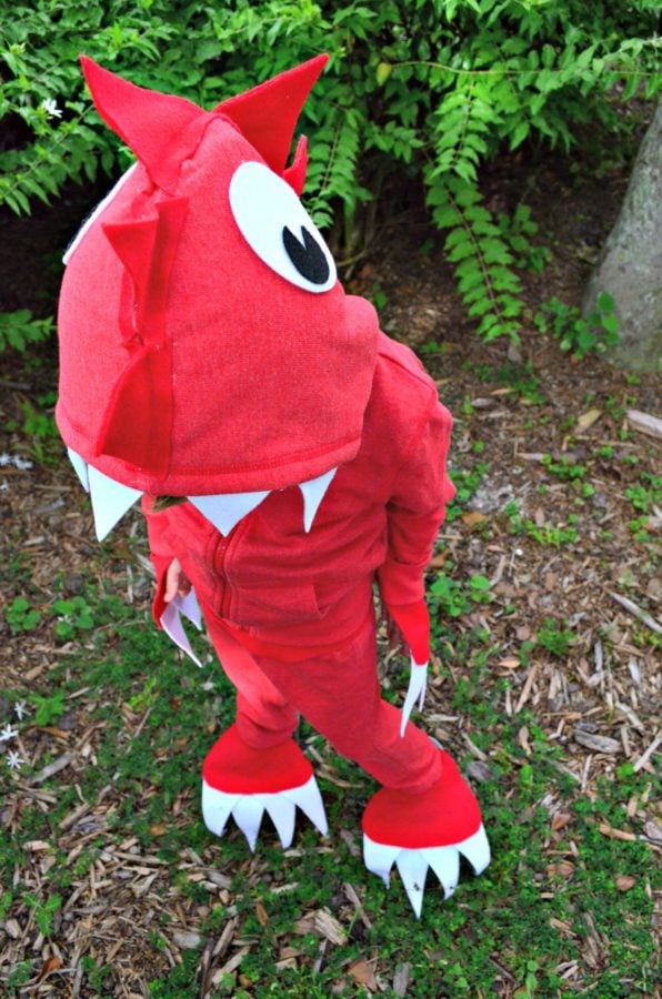 No Sew Dinosaur Costume with Hood