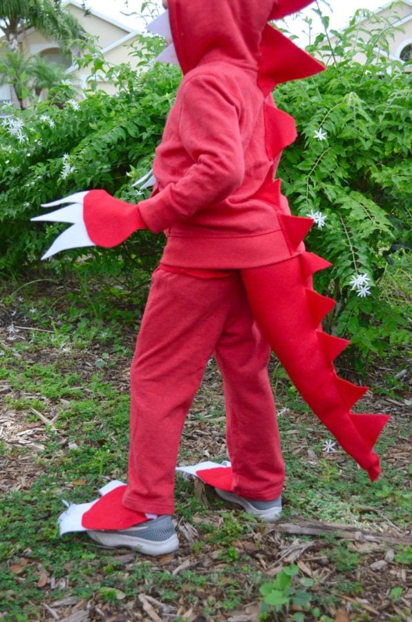No Sew Dinosaur Costume with claws and tail