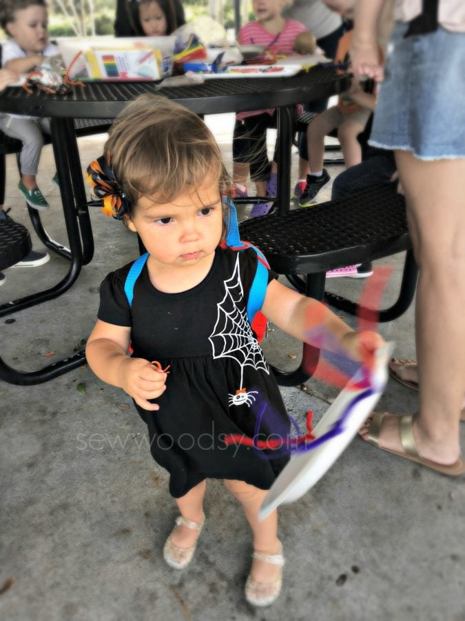 Toddler Girls DIY Spider Web Dress at park