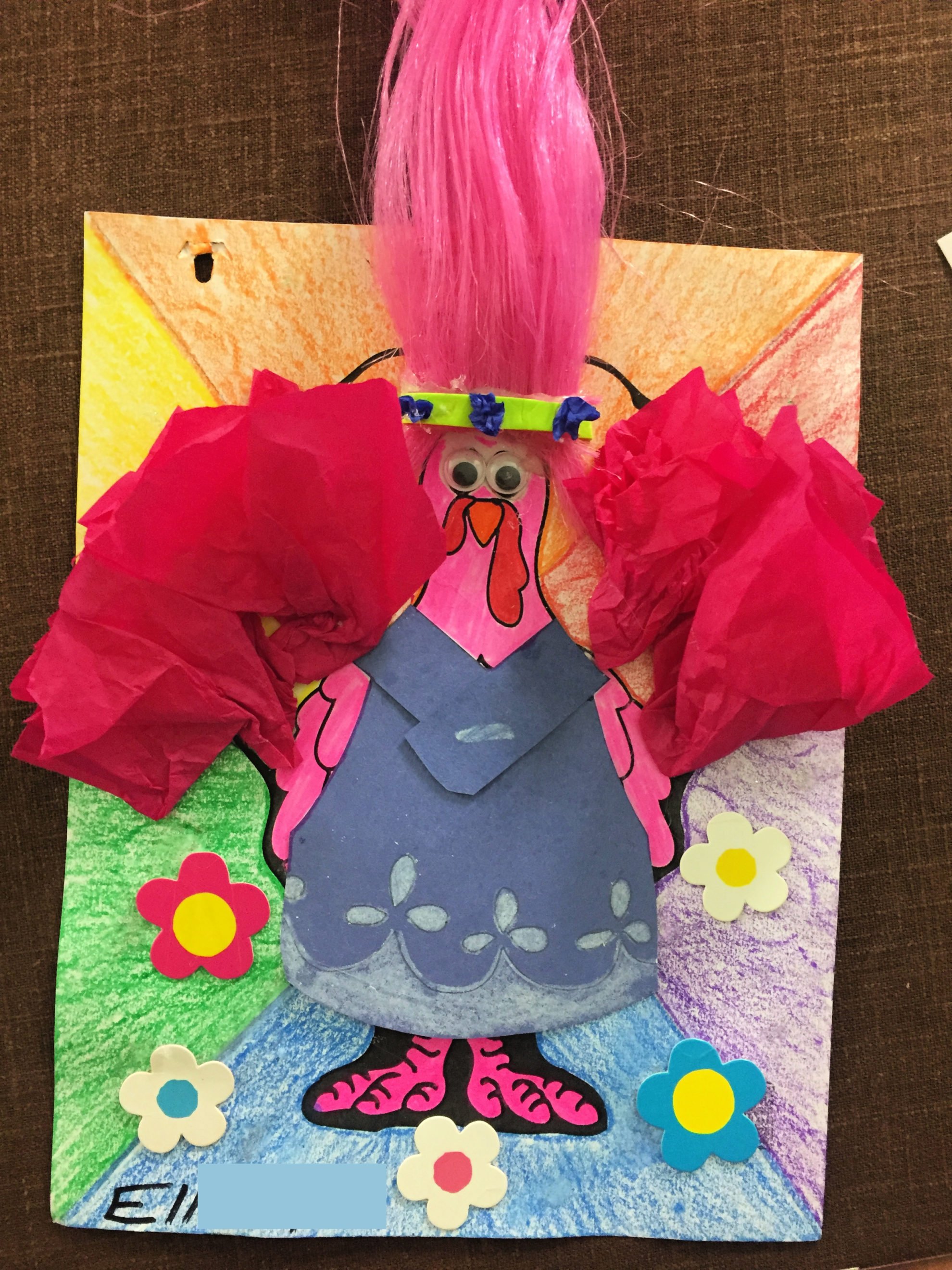 Colored paper of a Turkey In Disguise Poppy From Trolls