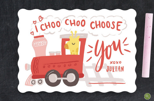 I Choo choo choose you Valentine with a train on it.
